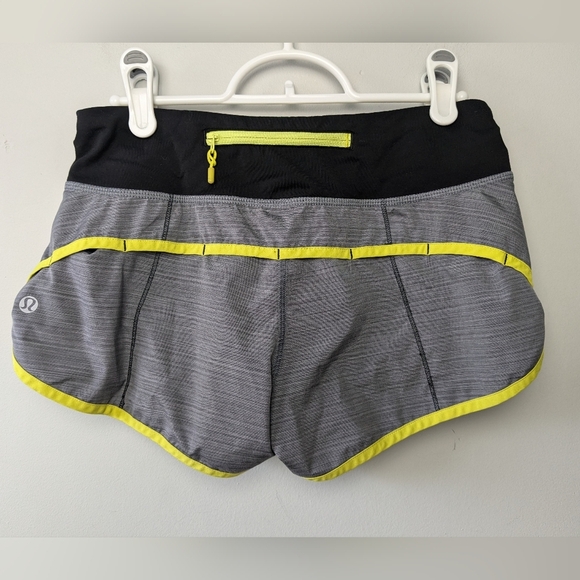 Lululemon Run: Speed Short Size 2 Gray Black And Yellow Color W7278S - Picture 8 of 13